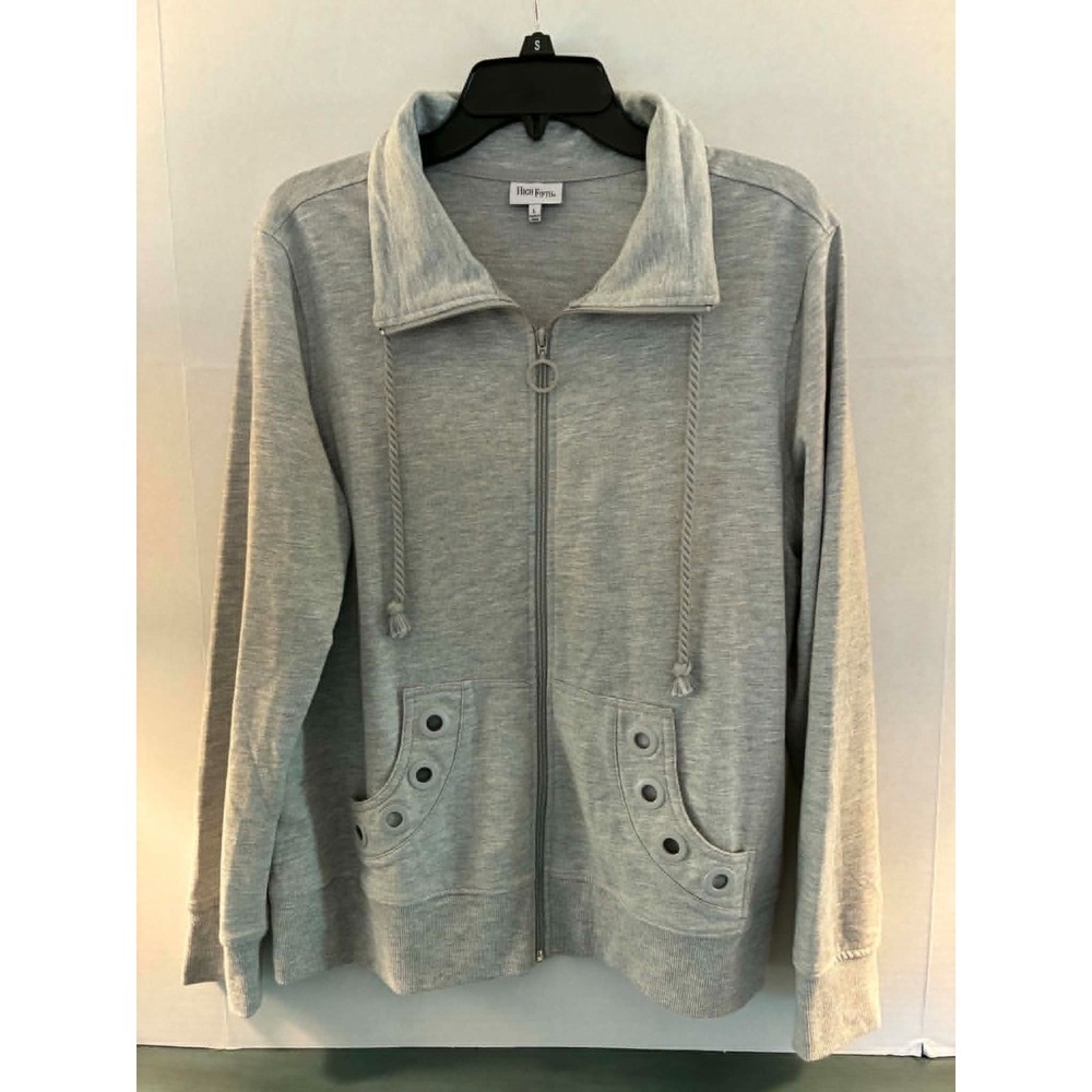 High Fifth Womens Large Gray Zip Up Sweatshirt Jacket Cozy Casual Athleisure